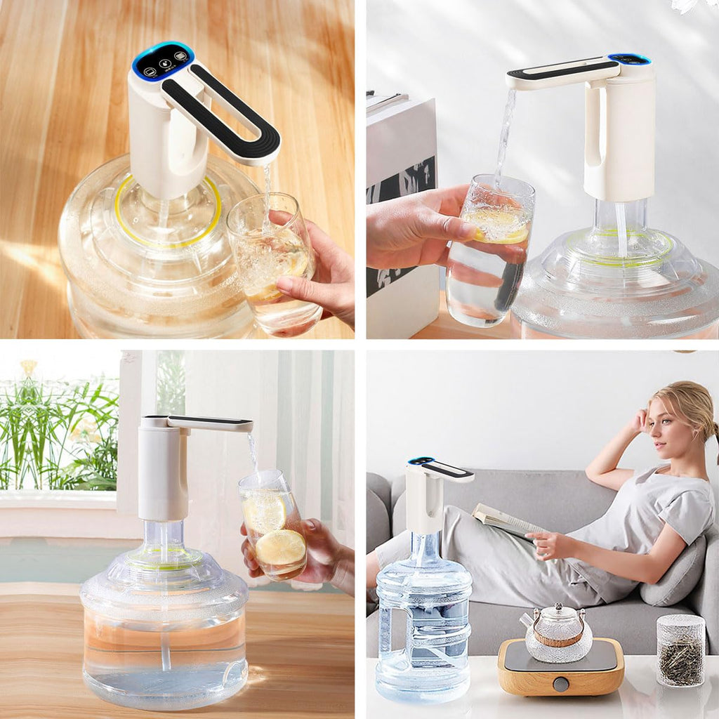 Dispensador de Agua Garrafón Plegable con 3 Modos y Luz LED, Bomba de Agua de Inalámbrica Recargable Portátil, Despachador de Agua Automático Rápido para Botellas de Galón de 4.5L a 20L