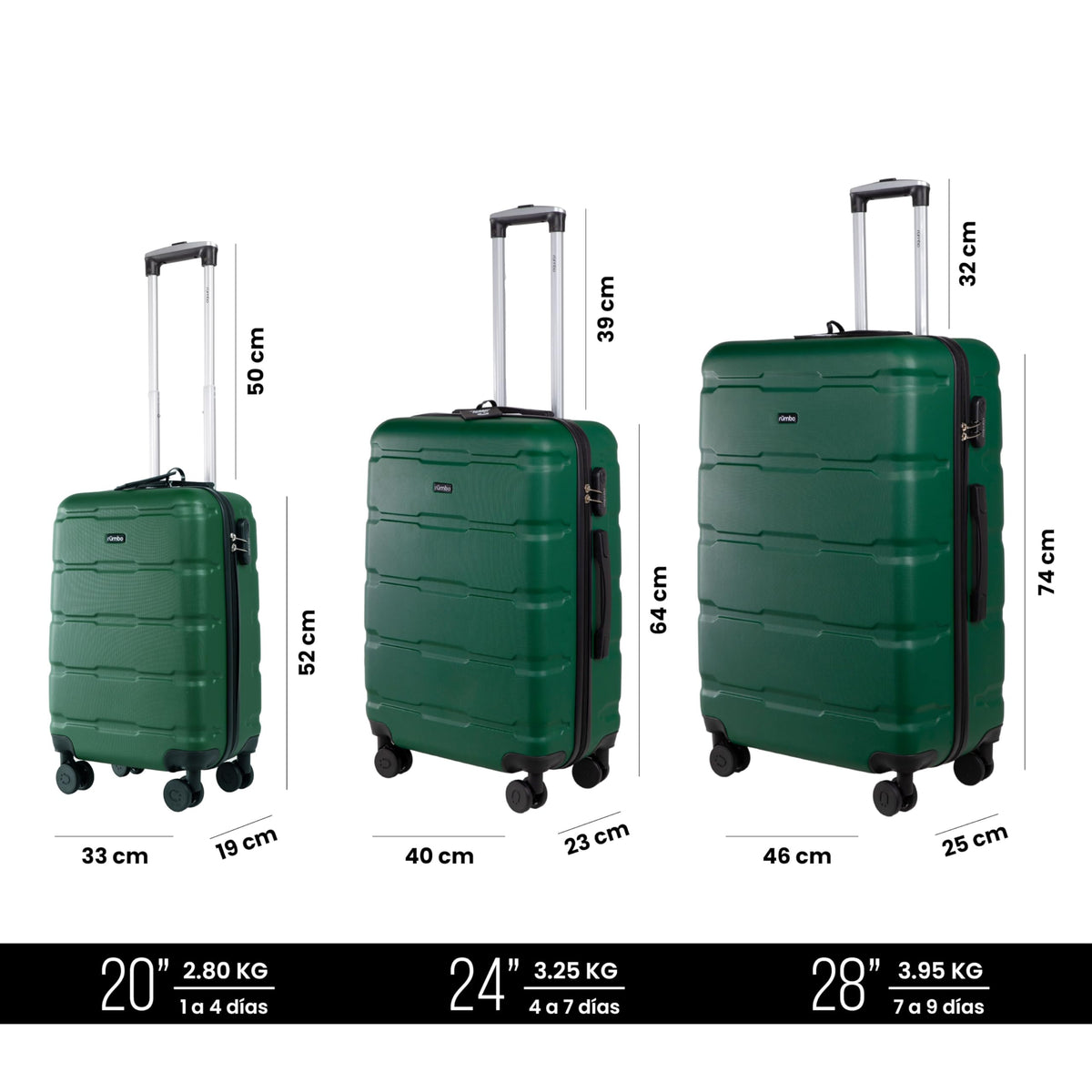RUMBO Maleta de Cabina de 20 Pulgadas 55 × 40 × 25 con Candado