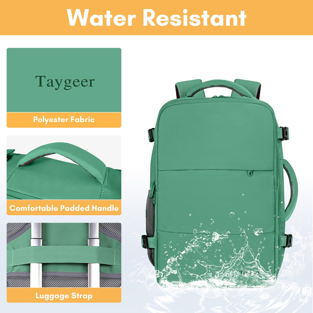 Mochila de viaje Taygeer de 35L, 10 kg para avión, para hombre y mujer, negra