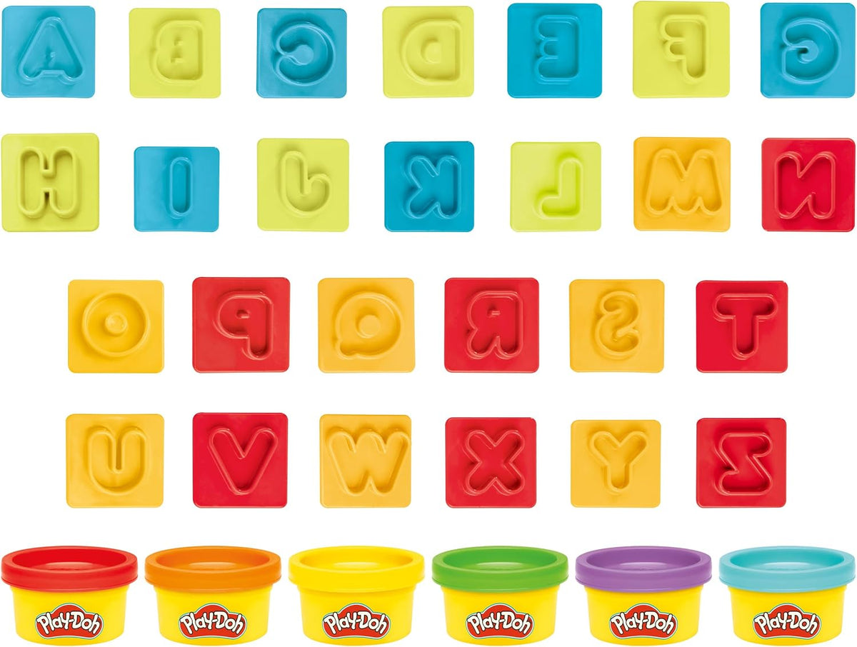Play-Doh Set de Letras ABC – 26 Sellos + 6 Colores de Plastilina | Aprende Jugando