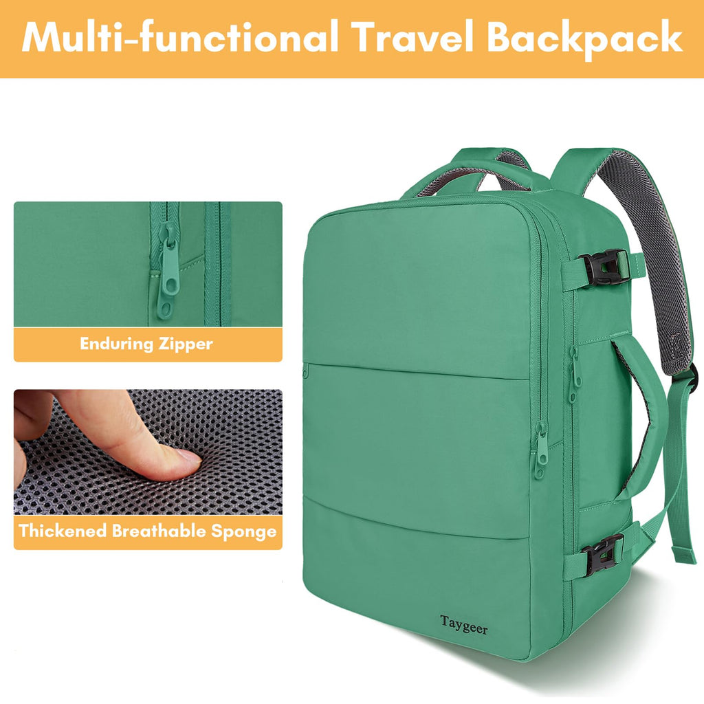 Mochila de viaje Taygeer de 35L, 10 kg para avión, para hombre y mujer, negra