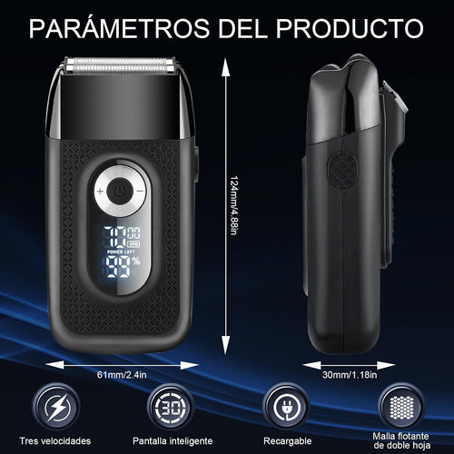 Afeitadora Eléctrica 2 en 1 para Hombre | Recargable USB, Resistente al Agua, 3 Velocidades