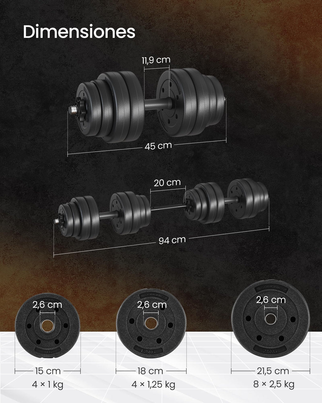 SONGMICS Juego de mancuernas 2 en 1, mancuernas ajustables de 20/30 kg, con barra de conexión, gimnasio en casa, negro tinta