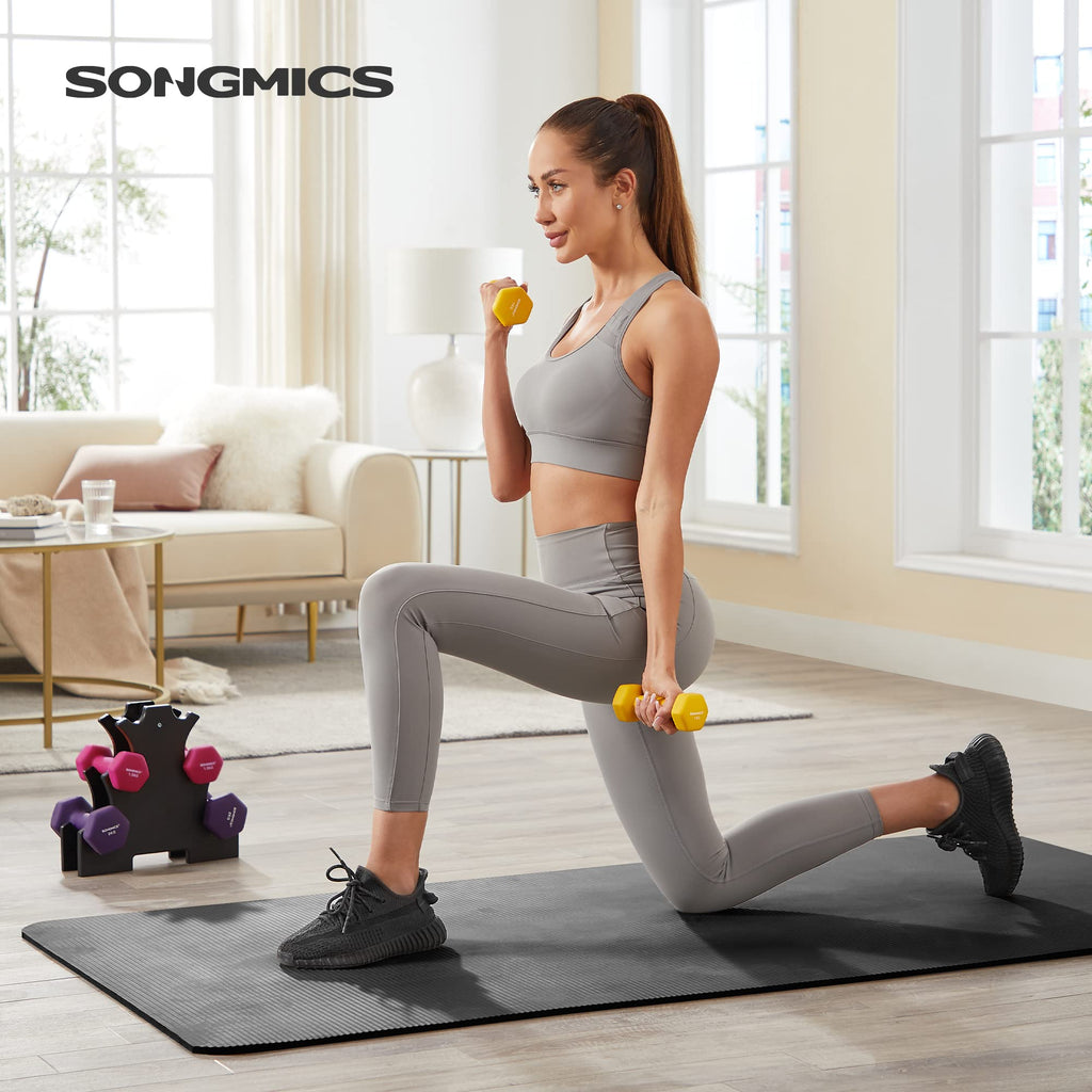 Set de 6 Mancuernas SONGMICS con Soporte – 1, 2 y 3 kg | Vinilo Antideslizante Premium