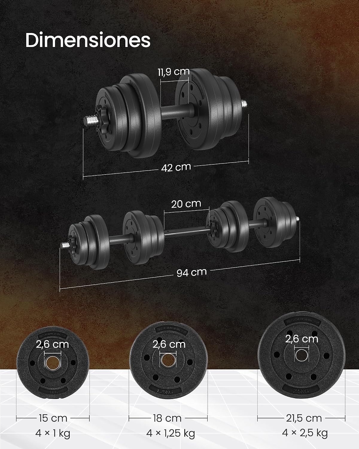 SONGMICS Juego de mancuernas 2 en 1, mancuernas ajustables de 20/30 kg, con barra de conexión, gimnasio en casa, negro tinta