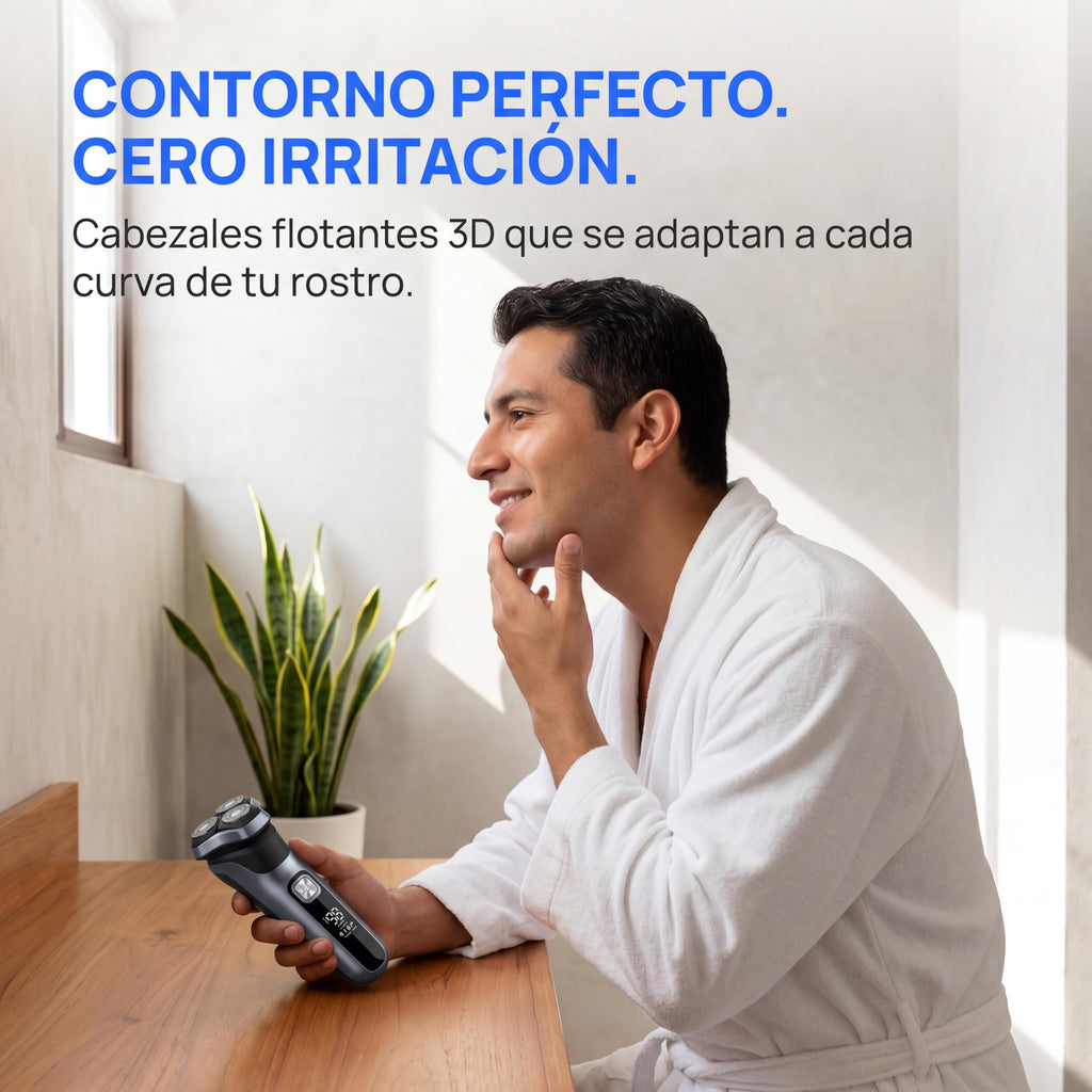 Afeitadora Eléctrica,Pantalla LED inteligente Shaver,Totalmente Lavable,Recortadora Barba Multifuncional para Barba, Nariz, Cabello