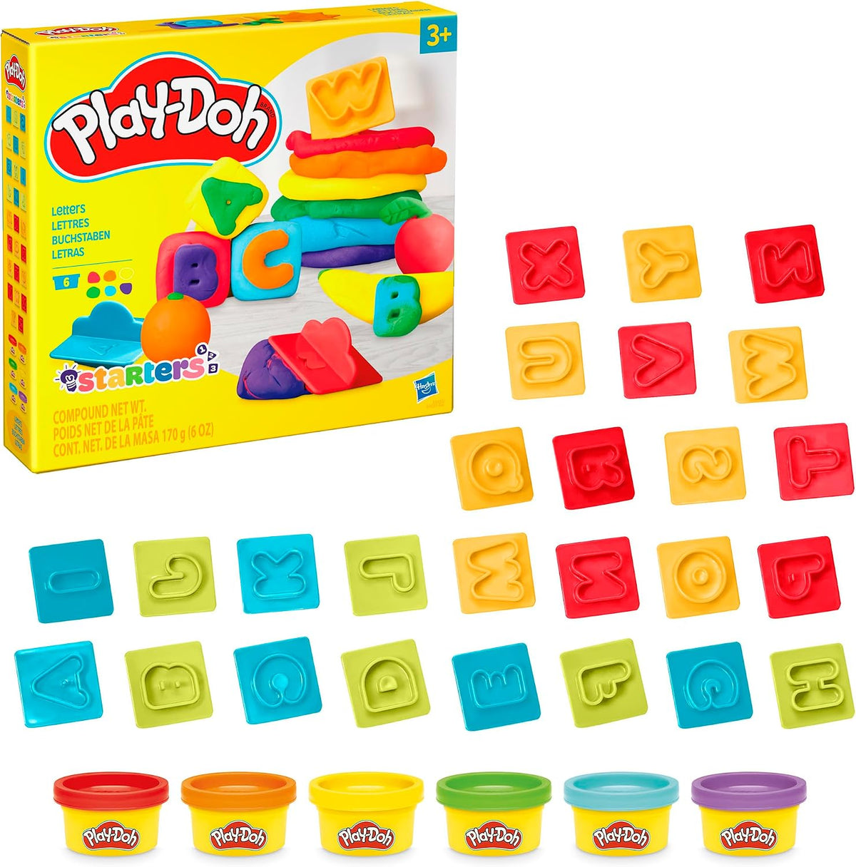 Play-Doh Set de Letras ABC – 26 Sellos + 6 Colores de Plastilina | Aprende Jugando