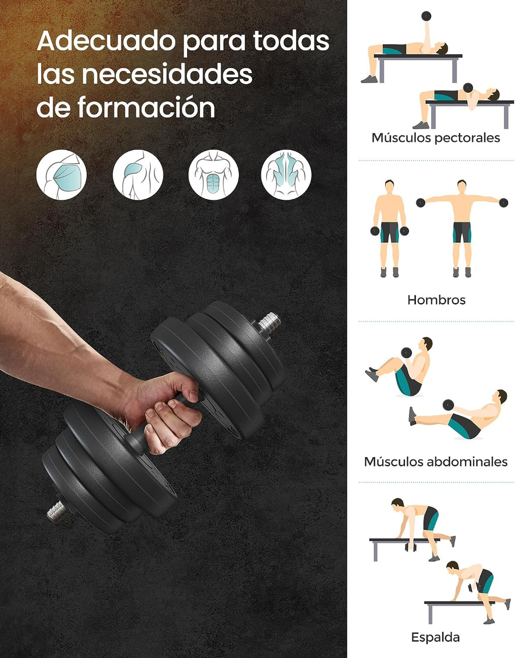 SONGMICS Juego de mancuernas 2 en 1, mancuernas ajustables de 20/30 kg, con barra de conexión, gimnasio en casa, negro tinta