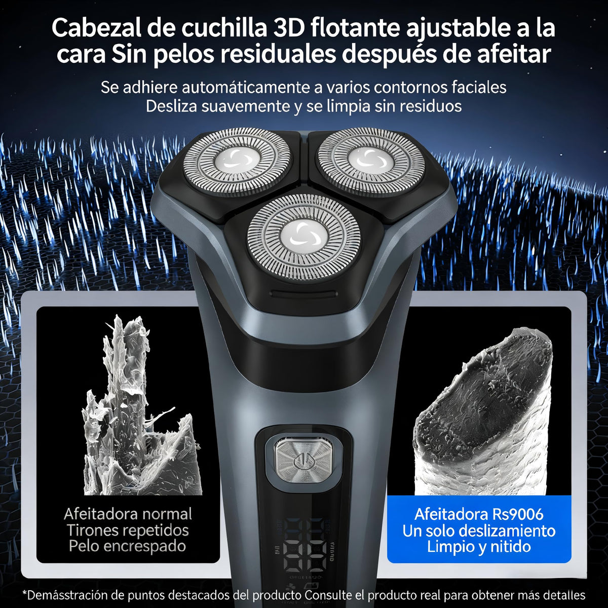 Afeitadora Eléctrica,Pantalla LED inteligente Shaver,Totalmente Lavable,Recortadora Barba Multifuncional para Barba, Nariz, Cabello