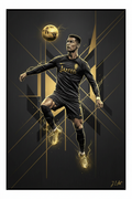 Arte digital premium de Cristiano Ronaldo en estética negra y dorada